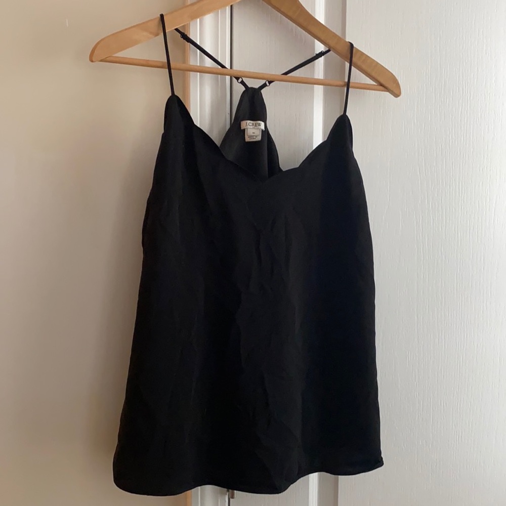 Black Jcrew scalloped sleeveless top